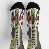 Bird Feather Wildlife Antique Feathers Art Nouveau ソックス (上部)