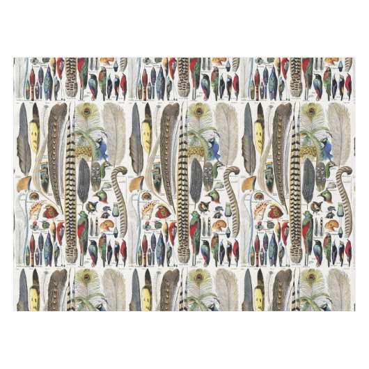 Bird Feather Wildlife Antique Feathers Art Nouveau テーブルクロス (正面(横))