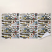 Bird Feather Wildlife Antique Feathers Art Nouveau ビーチタオル (正面)