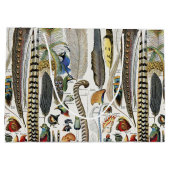 Bird Feather Wildlife Antique Feathers Art Nouveau ラージペーパーバッグ (裏面)