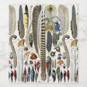 Bird Feather Wildlife Antique Feathers Art Nouveau ワインラベル (シングルラベル)