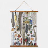 Bird Feather Wildlife Antique Feathers Art Nouveau 吊り下げ型タペストリー (正面)