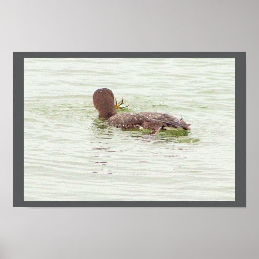 Bird Fishing in Ocean Poster ポスター (正面)