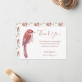 Bird Floral Sympathy Thank You Card ノートカード (正面/裏面インサイチュ)