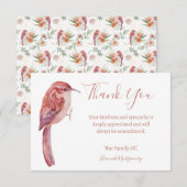 Bird Floral Sympathy Thank You Card ノートカード (正面/裏面)