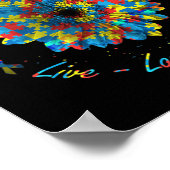 Bird Flower Ribbon Puzzle Live Love Accept Autism  ポスター (角)