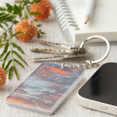 Bird Flying Pink Clouds Sky Photo キーホルダー (正面右)