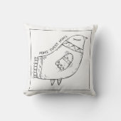 Bird Folk Art Minimalist illustration クッション (正面)