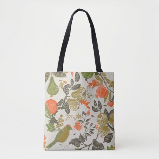 Bird Fruit Garden:シームレス トートバッグ (正面)