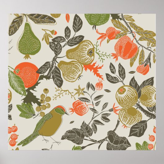 Bird Fruit Garden：シームレス ポスター (正面)