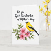 Bird Great Grandmother Card カード (黄色い花)