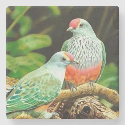 Bird green _coaster ストーンコースター (正面)