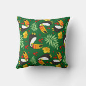Bird Green Leave Orange Red Flower Tropical Jungle クッション (裏面)