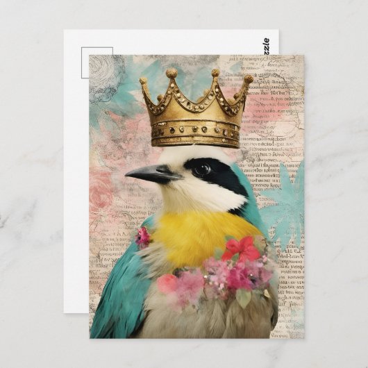 Bird in a Crown Collage ポストカード (正面/裏面)