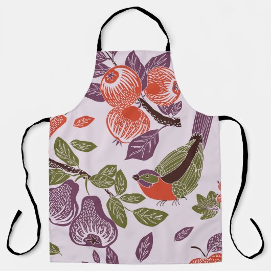 bird in a fruit garden. seamless pattern エプロン (正面)