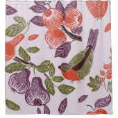 bird in a fruit garden. seamless pattern シャワーカーテン (正面)