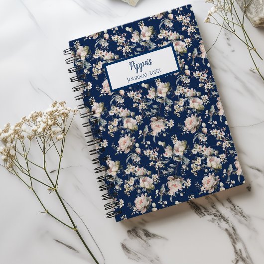 Bird in Blossom ネイビー オーダーメイド ジャーナル ノート