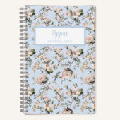 Bird in Blossom Blue Personalized Journal Notebook ノートブック (正面)