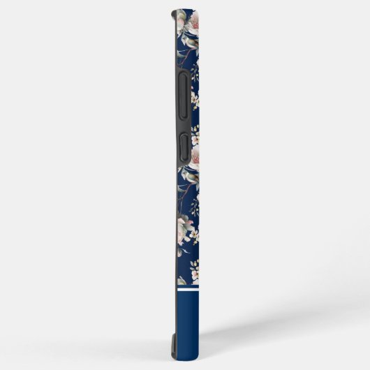Bird in Blossom Navy Blue MagSafe Tough Samsung Galaxyケース (右側面)