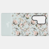 Bird in Blossom Pale Green MagSafe Tough Samsung Galaxyケース (裏面横)