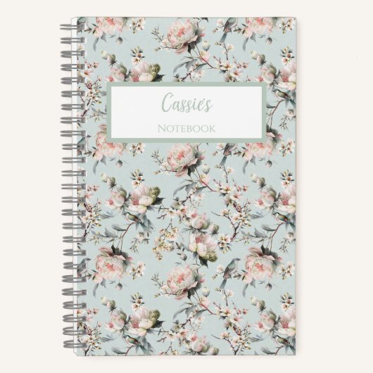Bird in Blossom Personalized Journal Notebook ノートブック (正面)