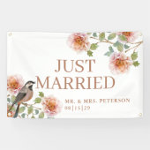 Bird in Flowers Just Married Car Banner 横断幕 (横)
