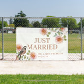Bird in Flowers Just Married Car Banner 横断幕 (インサイチュ)