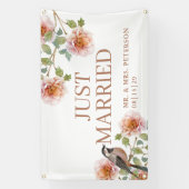 Bird in Flowers Just Married Car Banner 横断幕 (縦)