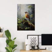 Bird In Forest Wall Print, Bird Rustic, Botanical ポスター (ホームオフィス)