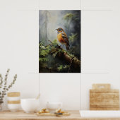 Bird In Forest Wall Print, Bird Rustic, Botanical ポスター (キッチン)