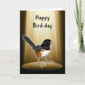 Bird in Spotlight、Happy Bird Day、Pun、誕生日 カード (正面)