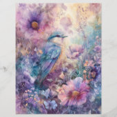 BIRD IN SPRING FLORAL GARDEN SCRAPBOOK PAPER (正面)
