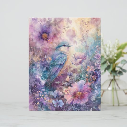 BIRD IN SPRING FLORAL GARDEN SCRAPBOOK PAPER (スタンド正面)