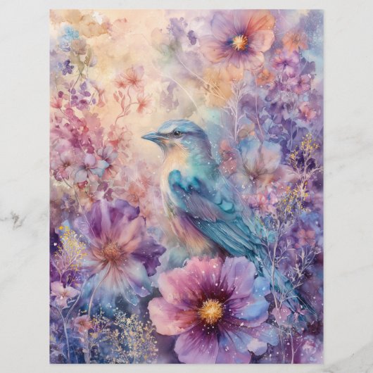 BIRD IN SPRING FLORAL GARDEN SCRAPBOOK PAPER (裏面)