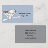 Bird Ink Drawing Blue Gray Nature Wildlife 名刺 (正面/裏面)