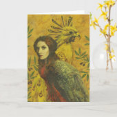 Bird Lady Greetingsカード カード (黄色い花)