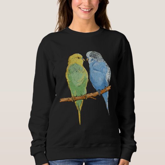 Bird Lover Parakeet Lovers sweet birding, cool ret スウェットシャツ (正面)