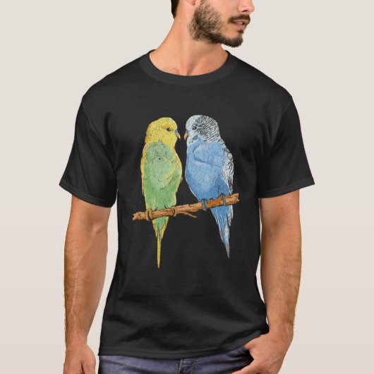 Bird Lover Parakeet Lovers sweet birding, cool ret Tシャツ (正面)