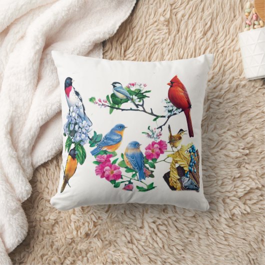 Bird Lovers Throw Pillow クッション (ブランケット)