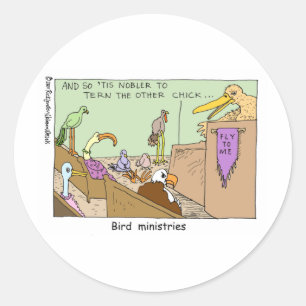 Bird Ministries おもしろ宗教カルチャーTシャツ ラウンドシール