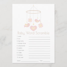 Bird Mobile Nesting Party Baby Word Scramble アドバイスカード