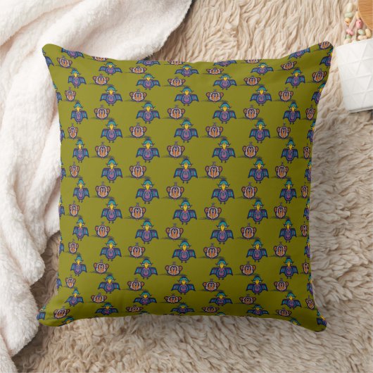 Bird & Mouse Throw Pillow クッション (ブランケット)