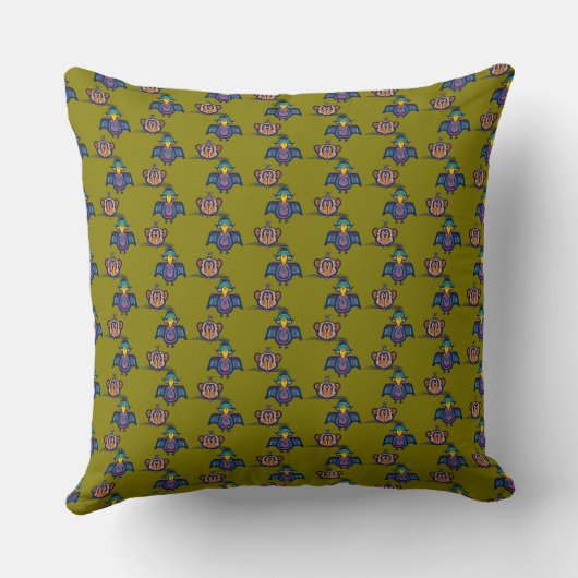 Bird & Mouse Throw Pillow クッション (裏面)