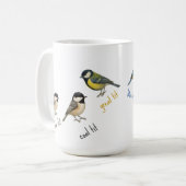 Bird Mug – 庭の鳥の水彩コーヒーカップ コーヒーマグカップ (正面左)