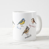 Bird Mug – 庭の鳥の水彩コーヒーカップ ジャンボコーヒーマグカップ (正面右)