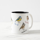 Bird Mug – 庭の鳥の水彩コーヒーカップ ツートーンマグカップ (正面右)