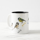 Bird Mug – 庭の鳥の水彩コーヒーカップ ツートーンマグカップ (正面左)
