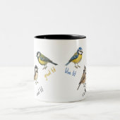 Bird Mug – 庭の鳥の水彩コーヒーカップ ツートーンマグカップ (中央)