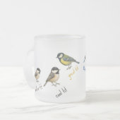 Bird Mug – 庭の鳥の水彩コーヒーカップ フロストグラスマグカップ (正面左)