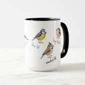 Bird Mug – Garden Birds Watercolour Coffee Cup マグカップ (正面右)